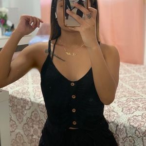 Ambiance | Black V Tank w/ Full Buttons